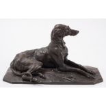 Paul Comolera (1818-1897) a bronze figure of recumbent greyhound:,