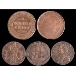 A group of five mixed tokens:.