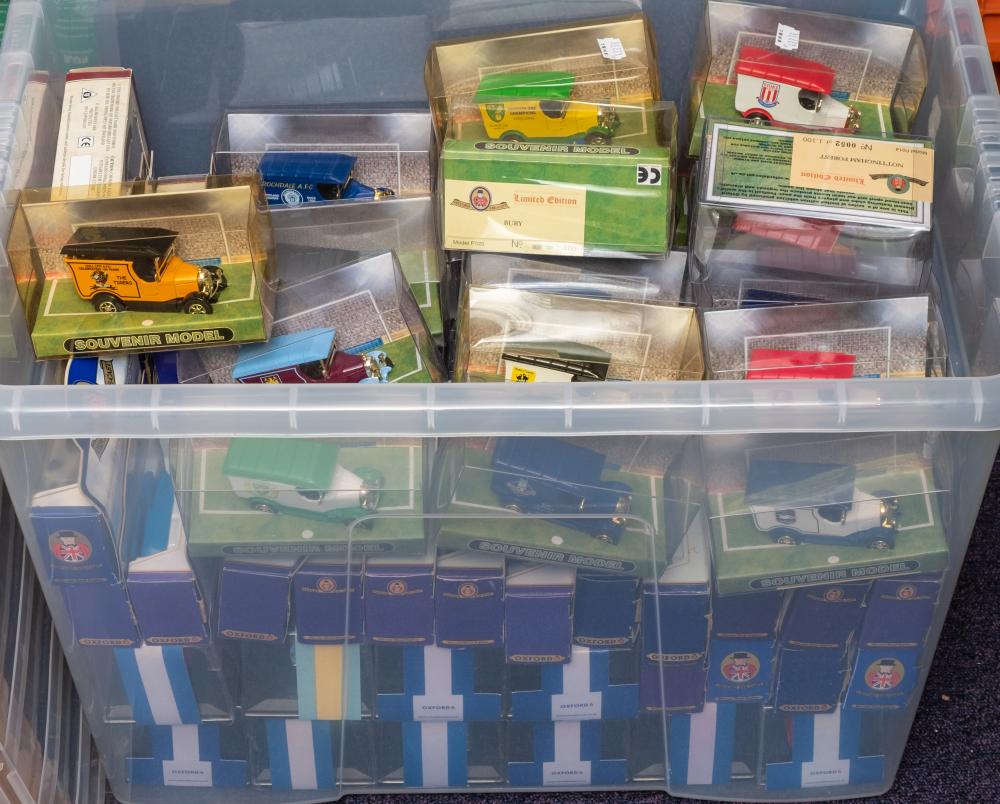 Oxford Diecast, a boxed collection of vehicles:, including Football Souvenir delivery vans,