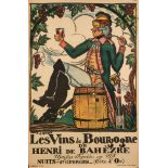 Guy Arnoux, An early 20 century lithograph advertising poster 'Les Vins de Bourgogne':,