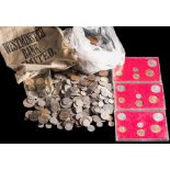 A mixed lot of mainly English coins:, copper and silver including a 1935 Crown.