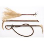 A silver mounted antler handled riding whip by Swaine, London:,