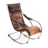 A mid 20th Century steel rocking chair in the manner of R W Winfield & Son:, unsigned,