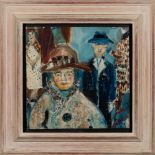 * Fred Yates [1922-2008]- Sunday best hats,:- signed bottom right oil on board, 30.5 x 30.5cm.