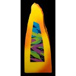 *Richard Godfrey (1949-2014) a slab built vessel: of abstract obelisk form decorated front and