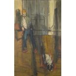 *John Eyles [1922-2002]- Interior; Boy & Pet Dog,:- signed and dated '60 bottom left oil on canvas,