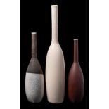 *Charlotte Howison (Contemporary) three semi-porcelain bottles: of slender oviform with elongated