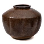 *David Leach (1911-2005) a stoneware jar: of shouldered and lobed form under brown glazes,