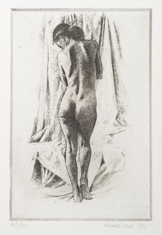 * Mark Clark [1959]- Standing nude,: etching, signed and dated '96,