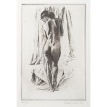 * Mark Clark [1959]- Standing nude,: etching, signed and dated '96,