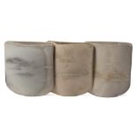 *Val Barry (1937-2018) three stoneware 'landscape sail' vases: of narrow slab built form with