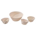 *Alison Gautrey (Contemporary) four eggshell spun porcelain bowls: of faceted hemispherical form