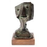 * Jean Mahie (20th/21st Century Continental) Abstract bronze study of a bearded man: signed to the