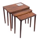 A Danish rosewood nest of tables:, unsigned,