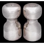 A pair of modernist salt and pepper shakers, maker Robert Welch, London,