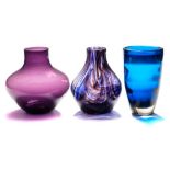 James Powell & Sons (Whitefriars) three vases: after the originals by Geoffrey Baxter and