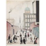 * Laurence Stephen Lowry [1887-1976]- Mrs Swindells Picture,:- coloured print,