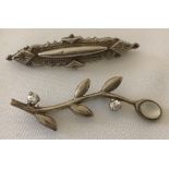 2 vintage hallmarked silver brooches.