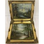 2 small gilt framed continental oil on board paintings both signed to lower right.