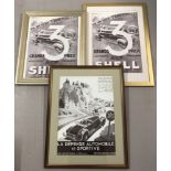 3 Géo Ham black and white 1930's era motor racing advertising posters.