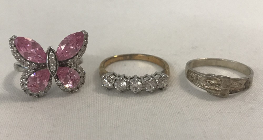 3 silver ladies dress rings.