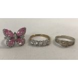 3 silver ladies dress rings.