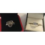 2 stone set ladies silver dress rings.