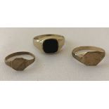 3 children's 9ct gold signet rings.