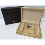 A boxed Birdseye maple jewellery box by Walwood.
