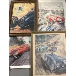 5 Géo Ham lithographic automobile posters, 2 featuring driver signatures.