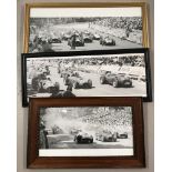 3 black & white photographic posters of the Monaco Grand Prix in the 1950's, 2 signed.