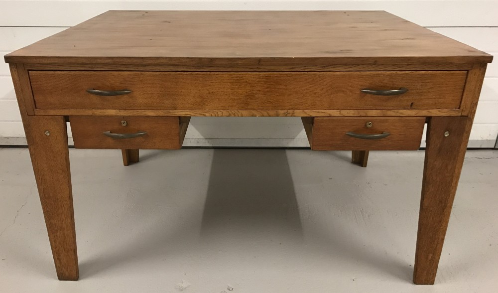 A 1950's "Angula" Engineering Co, London, 3 drawer desk.