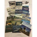 A collection of approx. 40 military and civilian aircraft postcards. C1960-70's.