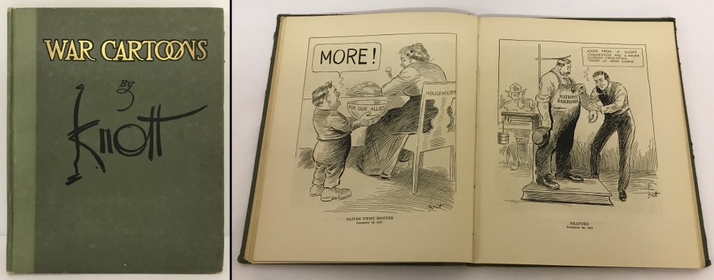 WW1 U.S. 'War Cartoons' by Knott. Hardback book 1st edition 1918.