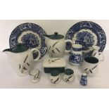 A quantity of Denby "Greenwheat" tea ware together with 4 pieces of blue & white Abbey ware.