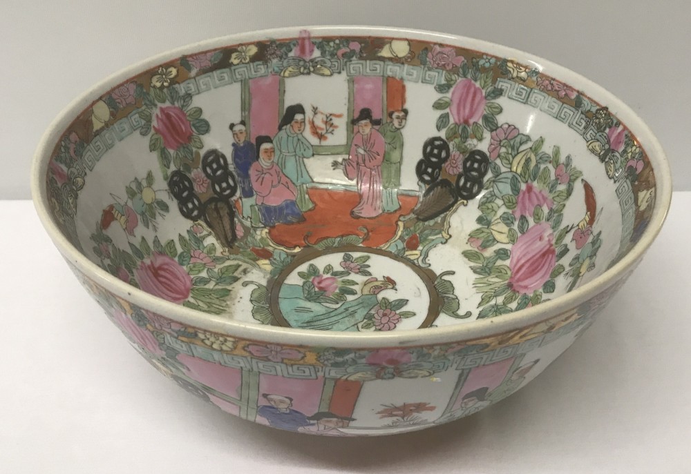 A large oriental bowl with Famile Rose decoration.