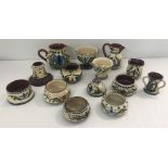 14 pieces of vintage Torquay pottery with 'Scandy' pattern.