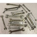 A tray of 19 assorted metric spanners.