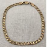 A 9ct gold curb chain bracelet with lobster clasp.