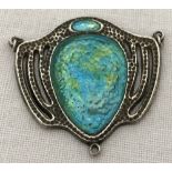 A silver and enamelled Art Nouveau pendant stamped CH (possibly Charles Horner).