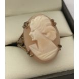 A 9ct gold classic cameo ring.