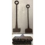A pair of vintage brewery branding irons. Longest approx. 73cm long.