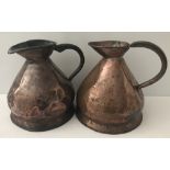 2 antique copper 2 gallon harvest ale jugs.