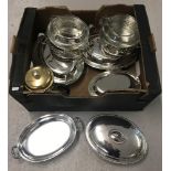 A collection of vintage silver plated serving dishes.