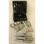 A large collection of Kings pattern silver plate and stainless steel cutlery. Some boxed.