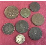 8 18th and 19th century British coins and tokens.