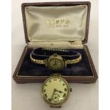 A vintage ladies rolled gold case wristwatch.