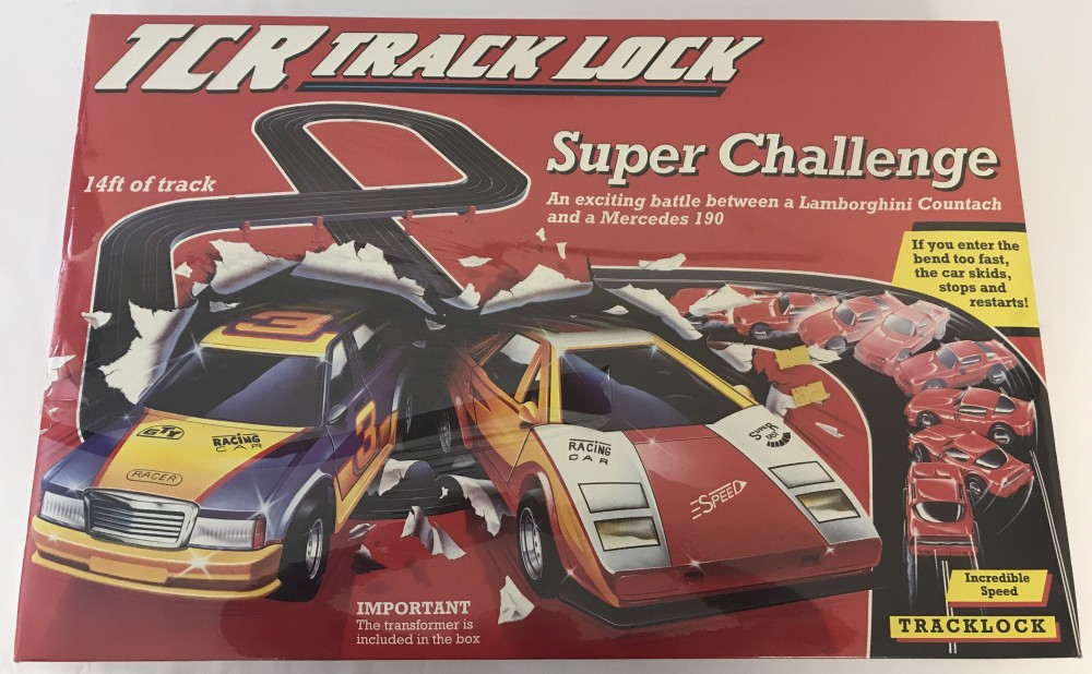 A new, boxed and sealed 1990, Buckingham Toys, TCR Track Lock; Super Challenge #3612-6.