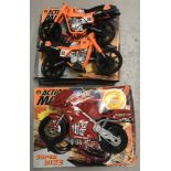 2 boxed and one unboxed 1990's Hasbro Action Man Motorbikes. Super X, Super Bike & one other.