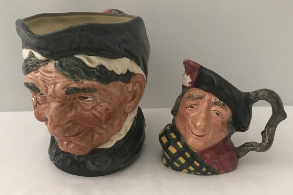 Large Royal Doulton "Granny" character jug together with a Sterling "cooper Clayton" small jug.